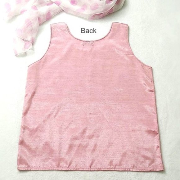 SIAM SILK 100% Thai Silk PINK Womens Tank Top Slip-on Round Neckline Sleeveless - Picture 5 of 12